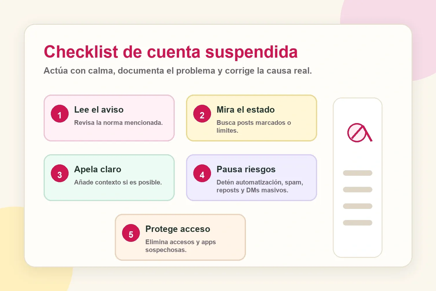 Checklist para una cuenta de Instagram suspendida