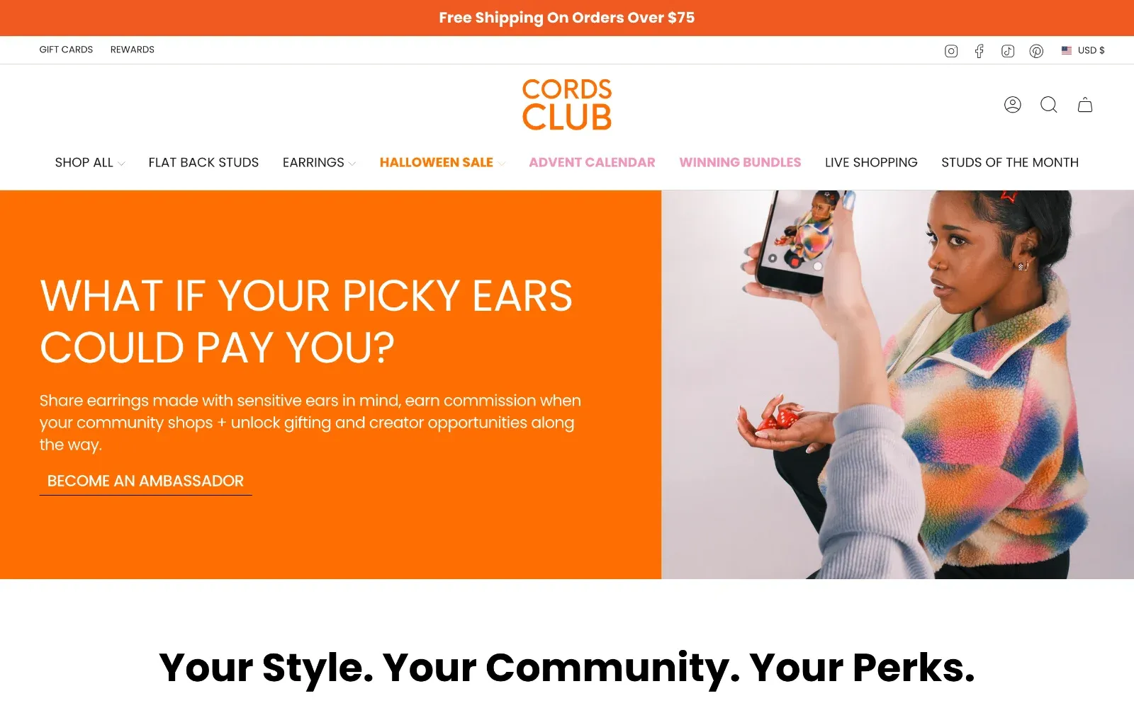 Page ambassadeur Cords Club avec le bouton Become an Ambassador