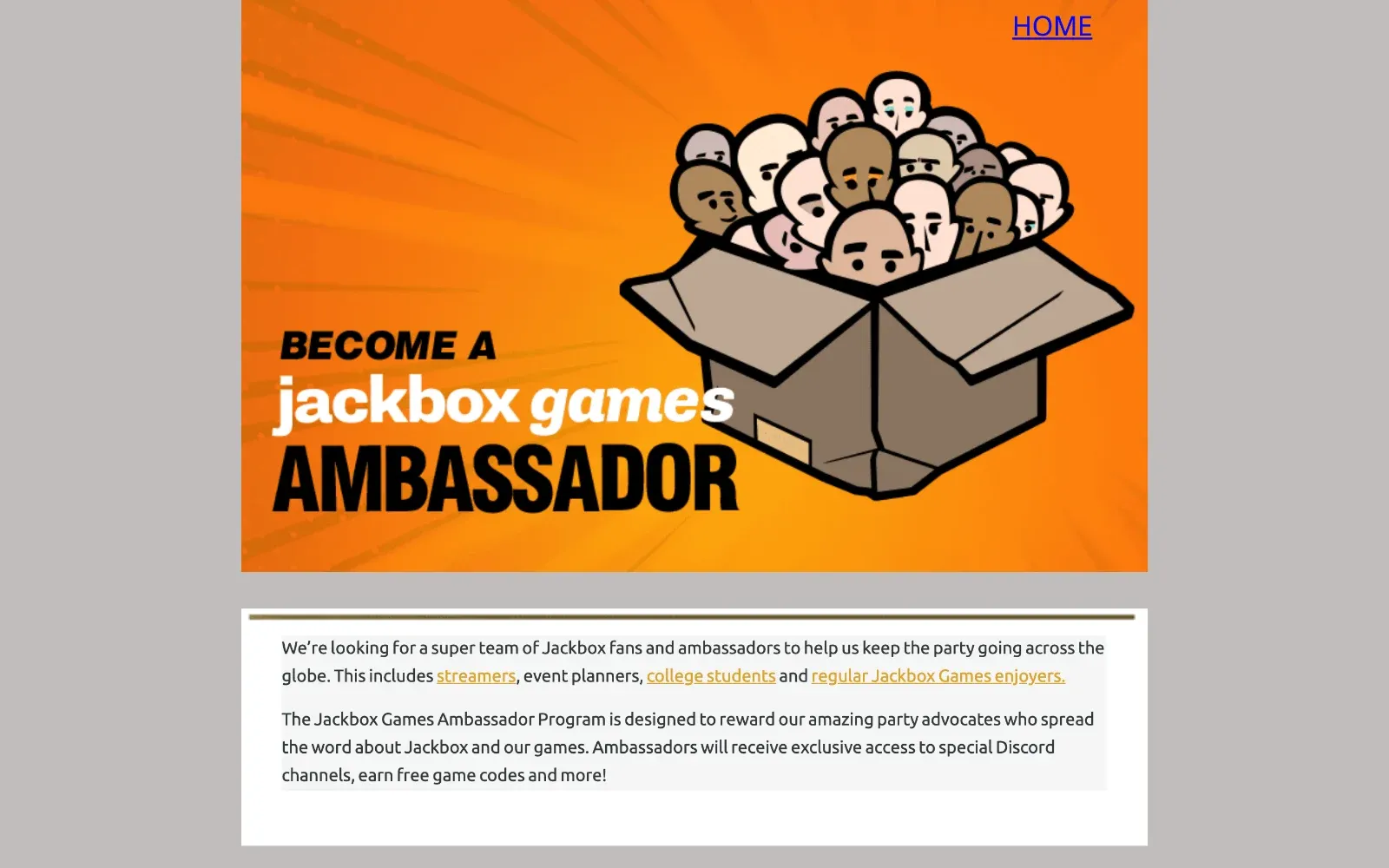 Page Become a Jackbox Games Ambassador
