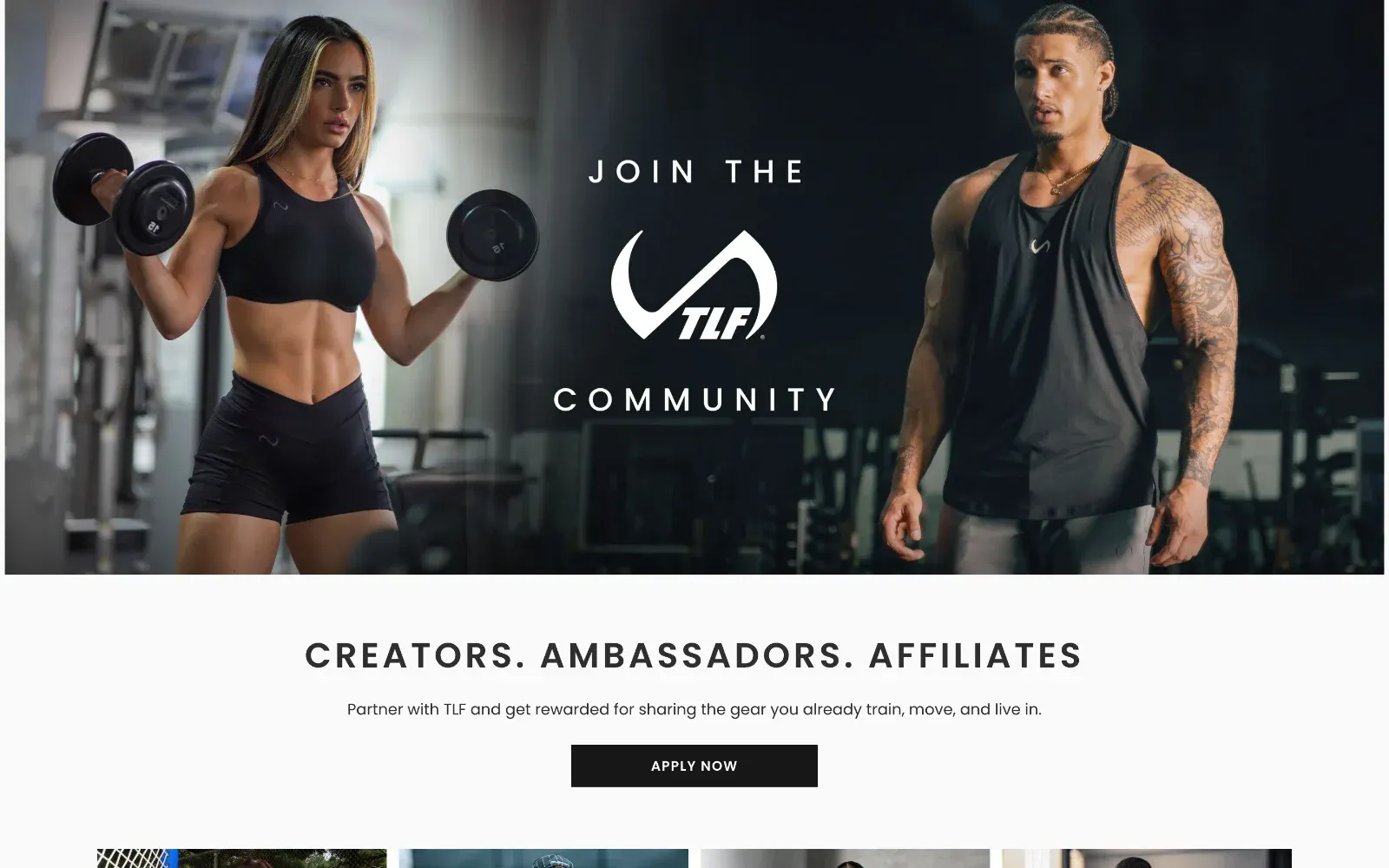 Page TLF Apparel pour les créateurs, ambassadeurs et affiliés