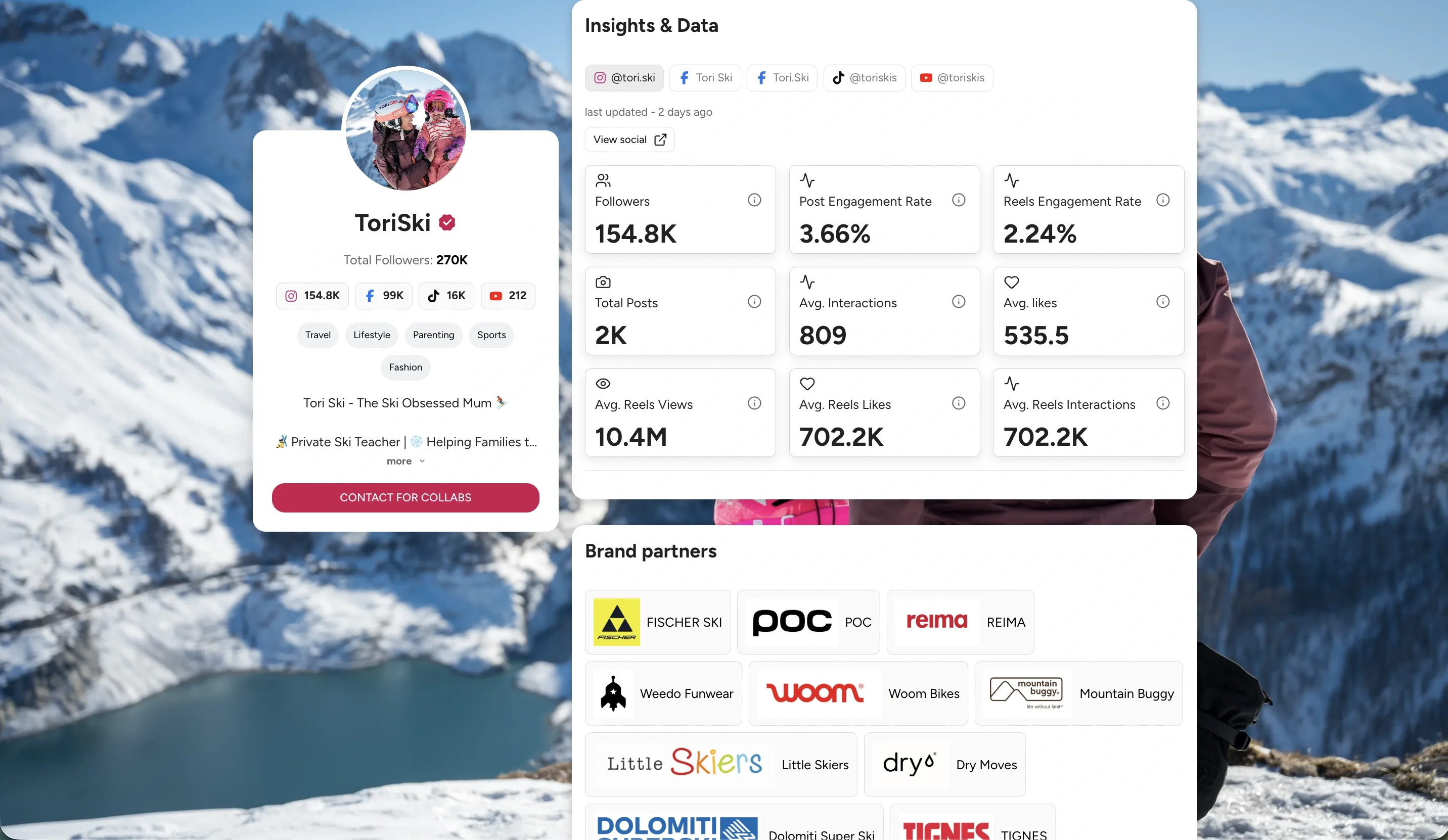 Media kit de creador con datos de audiencia y prueba de marcas