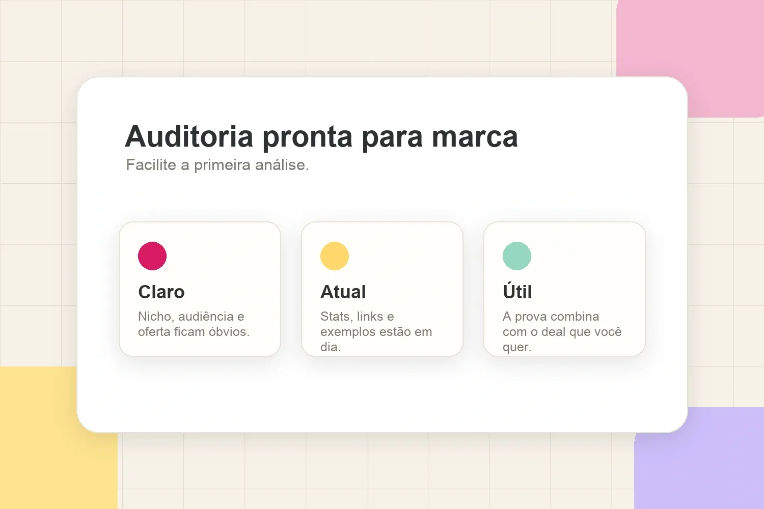 Cartões de auditoria pronta para marca com verificações claro, atual e útil